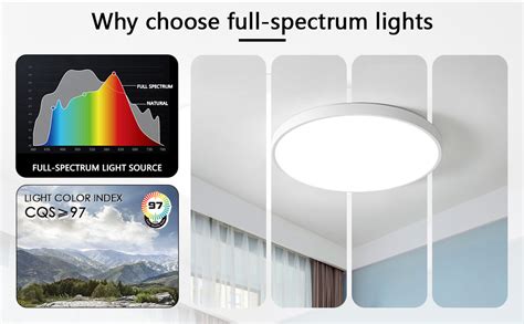 Full Spectrum Ceiling Light Round 36w 6000k Daylight White Light