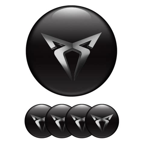 Seat Cupra Emblem For Wheel Center Caps Black Background Metallic