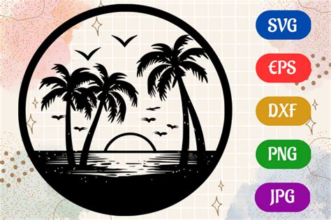 Beach Svg Eps Dxf Png  Silhouette Graphic By Creative Oasis