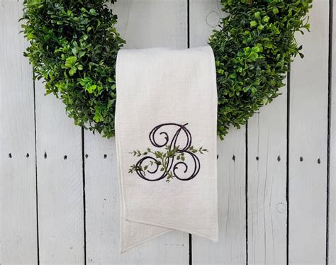 Monogramed Wreath Sash Personalized Monogram Sash Ivory Etsy