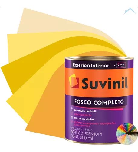 Tinta Parede Suvinil Fosco Completo Tons Lider Amarelo 800ml Frete grátis