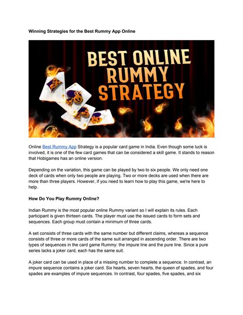 Winning Strategies for the Best Rummy App Online by best rummy apps - Issuu