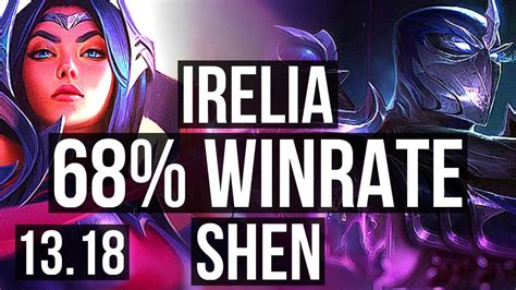 IRELIA Vs SHEN TOP 68 Winrate 6 2 7 NA Master 13 18 YouTube