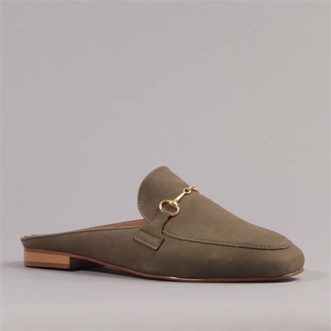 Mule With Gold Trim In Forest Froggie Leather Shoes South Africa