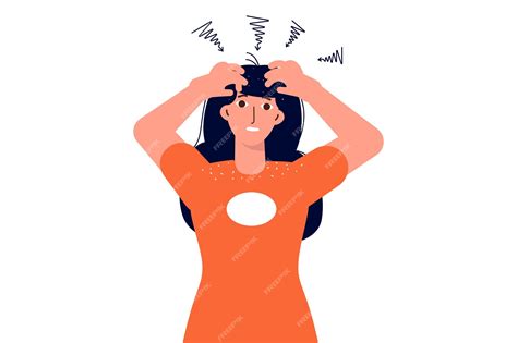 Premium Vector Dandruff Itchy Head And Concept Nervous Woman