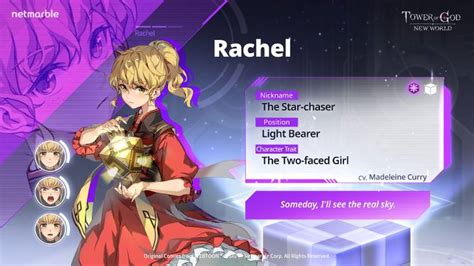 Character Introduction Rachel Tower Of God New World