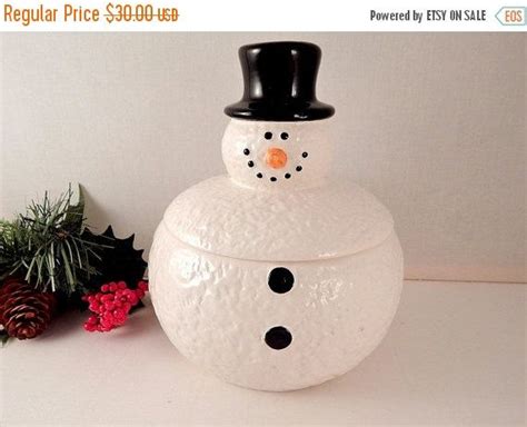 Golf Ball Snowman Cookie Jar Candy Dish White And Black Etsy