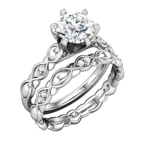 Sculptural Semi Mount Engagement Base With Matching Sculptural Eternity