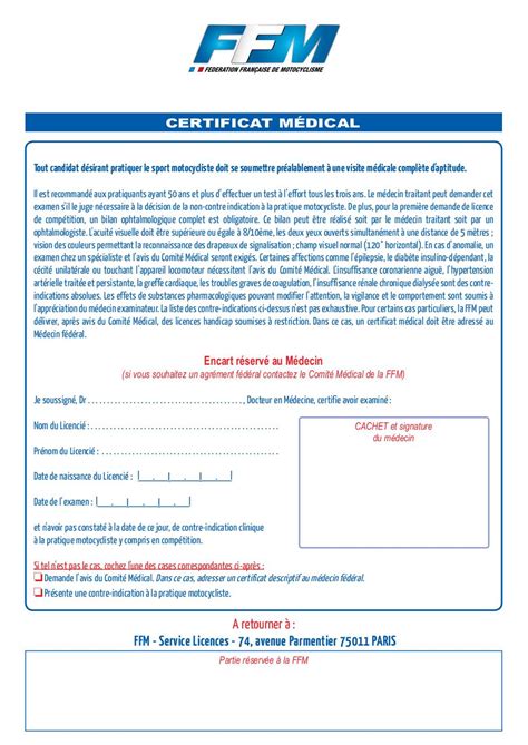 Certificat Medical Ffm Fichier Pdf