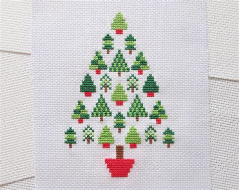 Christmas Tree Cross Stitch Pattern Modern Christmas Cross Stitch