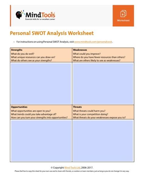 Solved MindTools Personal SWOT Analysis Worksheet | Chegg.com