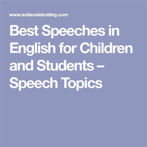 Best Speeches In English For Children And Students Speech Topics