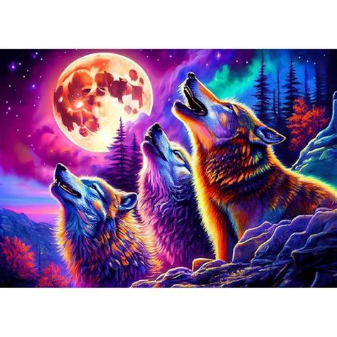 D Loup Diamond Painting Kit De Peinture Diamant Complet Animaux Diy