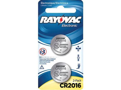 Rayovac Kecr2016 2a 3 Volt Lithium Keyless Entry Battery 2 Pk Cr2016 Size