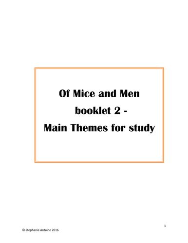 Of Mice And Men Booklet 2 Main Themes For Study Teaching Resources