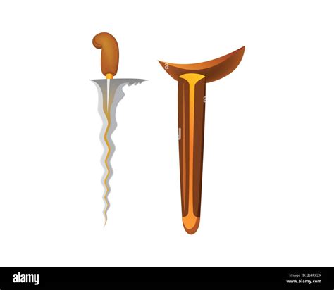 Detailed Keris Indonesian Traditional Weapon Illustration Vector Stock