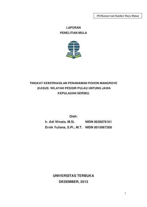 Pdf Tingkat Keberhasilan Penanaman Pohon Mangrove Kasus Terhadap