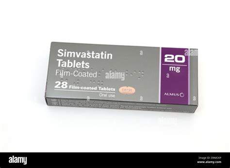 Simvastatin Tablets In Box Statins Taken To Lower Cholesterol Stock