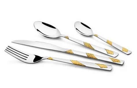 Stainless Steel Gold Elegante 24 Pcs Blossom Astor Knife Cutlery Set