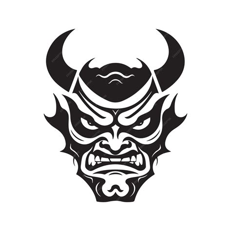 Premium Vector Oni Mask Samurai Vintage Logo Line Art Concept Black