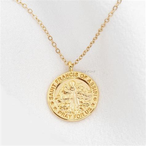 St Francis Of Assisi Coin 18k Gold Dipped Necklace With Etsy