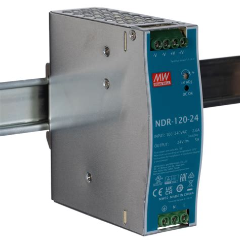 Ndr 120 24 Mean Well Ndr Switch Mode Din Rail Power Supply 90 → 264v