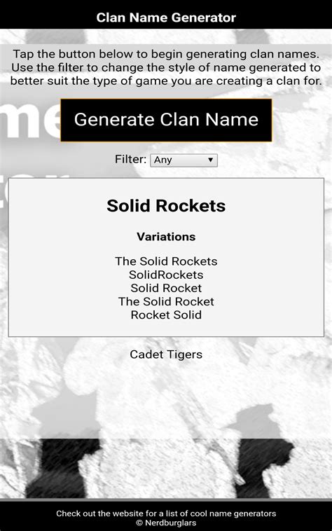 Gaming Clan Name Generator App On Amazon Appstore