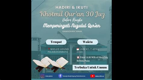 Khidmat Peringatan Nuzulul Qur An Ramadhan 1444 H Di Masjid Agung