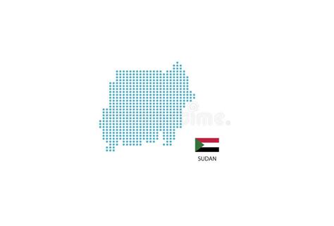 Sudan Map Design Blue Circle White Background With Sudan Flag Stock