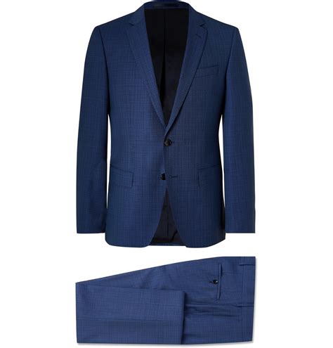 Hugo Boss Huge Genius Checked Wool Suit Blue Hugo Boss