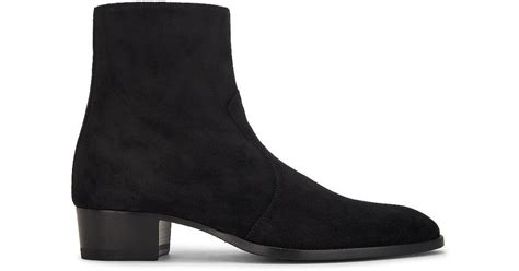 Saint Laurent Suede Wyatt Zipped Boot In Black For Men Lyst