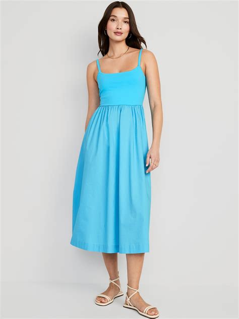 Fit Flare Combination Midi Dress Old Navy