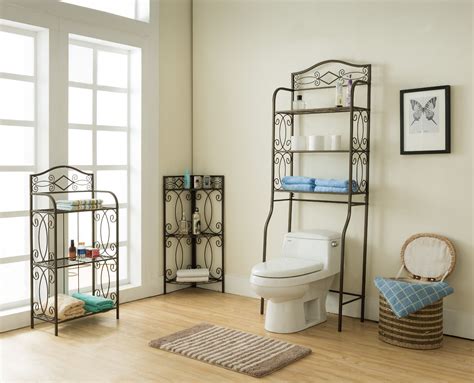 3 Piece Pewter Metal 3 Tier Bathroom Storage Shelves Organizer Display Set - Walmart.com ...