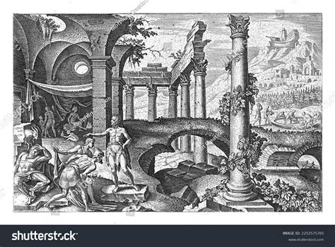 Drunken Noah Sleeping Naked On Floor Stock Illustration