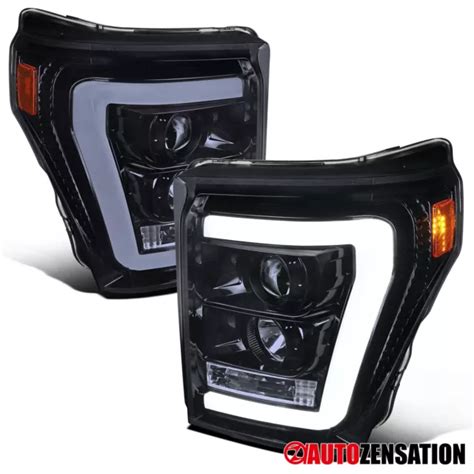 Led Bar Fit 2011 2016 Ford F250 F350 F450 Smoke Black Projector Headlights Lamps 40132