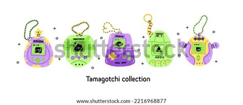 Japanese Classic Tamagotchi Screen Display Chain Stock Vector Royalty