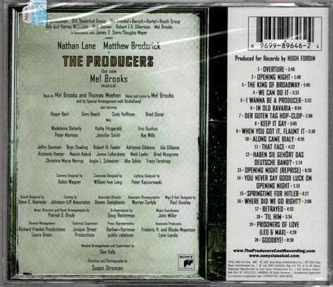 The Producers Original Broadway Cast Recording Cd 2001 Sony Classical Sealed Ebay