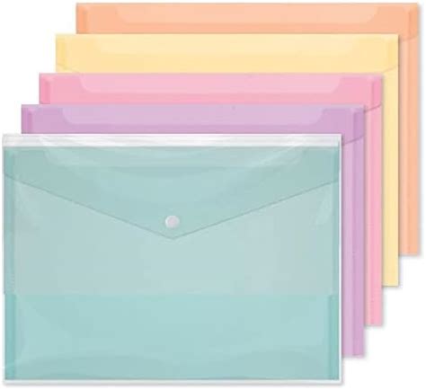 Lot De Pochettes A En Plastique Avec Bouton Pression Couleurs Pastel