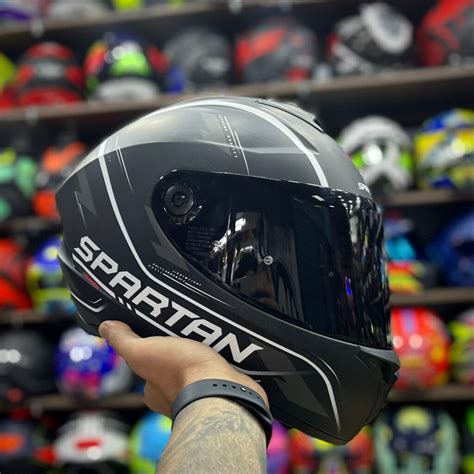 Casco Certificado Spartan Draken Rinter Negro Blanco Visor De Color Cascos Certificados Colombia