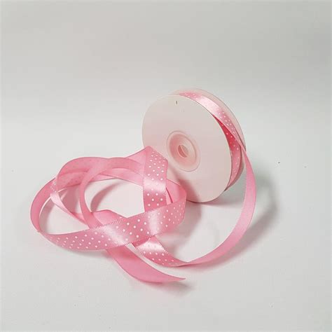 Satin Ribbon Small Dots 15mm Pink Carnation Desflora