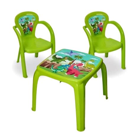 Kit Mesa 2 Cadeiras Infantil Dino Verde Usual Shopee Brasil