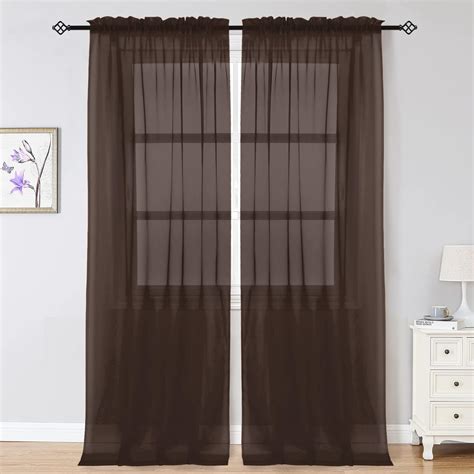 Amazon OWENIE Chocolate Sheer Curtains 96 Inch Length Elegant