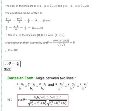 The Angle Between The Lines X 1 Y 2 Andn Y 1 Z 0 Is R 1 1 0 Y 2