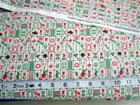 Mahjong Tiles Mini Cotton Quilting Fabric By Timeless