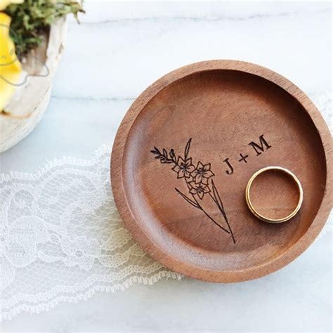 Personalized Flower Ring Dish Etsy