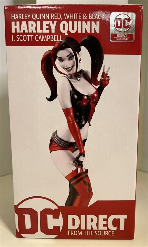 Dc Direct Harley Quinn Red White Black Statue J Scott Campbell Nib