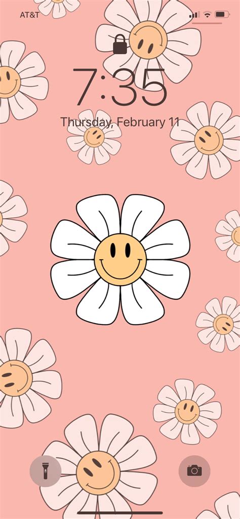 Retro Preppy Smiley Face Flower Phone Wallpaper Background Digital Download Etsy Canada