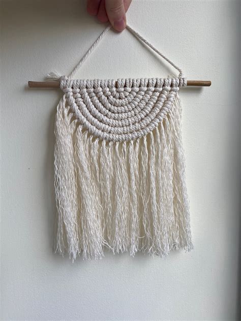 Handmade Mini Semi Circle Macrame Wall Hanging White Half Etsy