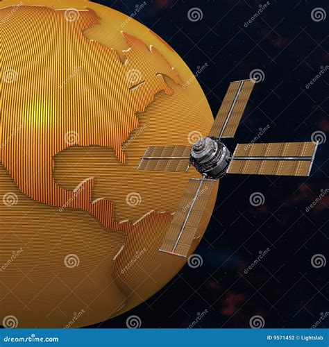 Satelite Sputnik Orbiting Earth In Space Stock Illustration