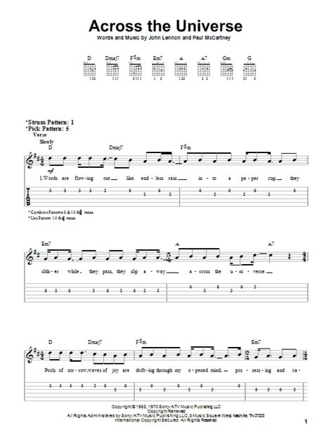 Across The Universe by The Beatles - Easy Guitar Tab - Guitar Instructor